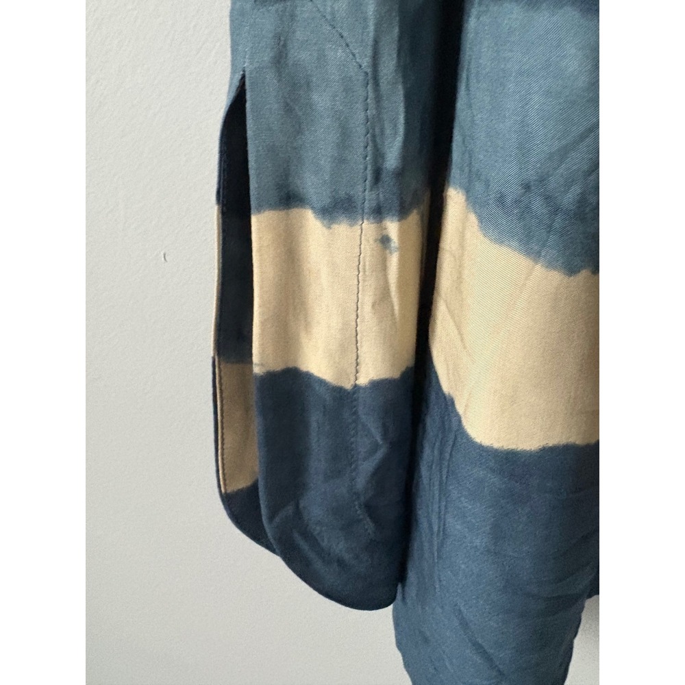 Anthropologie Maeve Castalia Blue Geometric Smocked Midi Dress Size 12 - Picture 8 of 10
